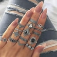thumbnail image 2 of 15Pcs Bagues pour les Filles Bague Noire Ensemble de Mode Bijoux de Style Bohème, 2 of 4