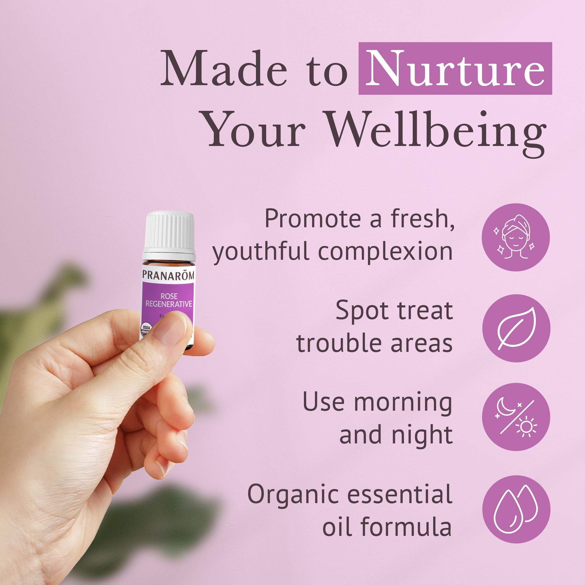 Pranarom - Rose Regenerative Facial Essential Oil Blend (5ml) - Lavender, Rosehip Seed, Frankincense, and Lemon - 100% Pure Essential Oil for Skincare | USDA and ECOCERT Certified Organic