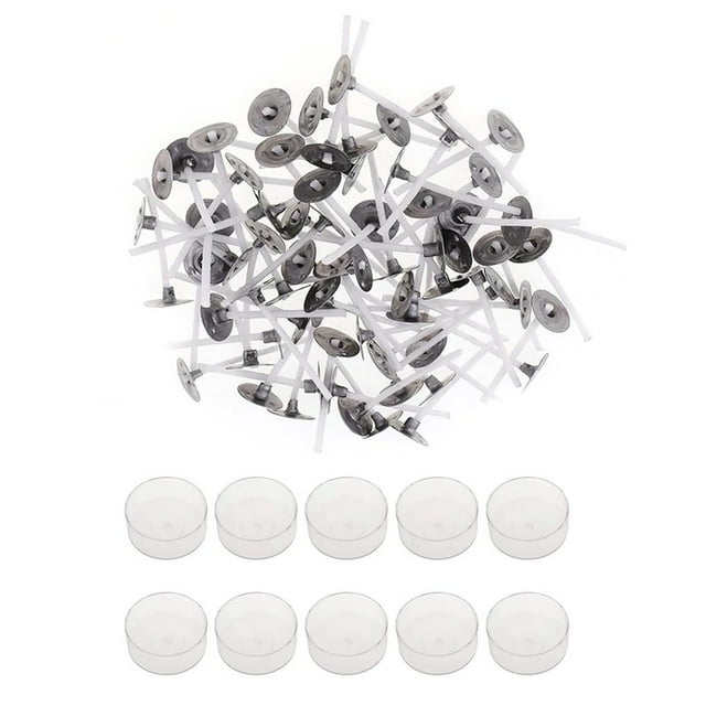 Homemade Candle Kit Includes 10pcs Candle Cups & 100pcs Candle Wicks Candle Making DIY Kit Clear Tealight Candle Holder Cup