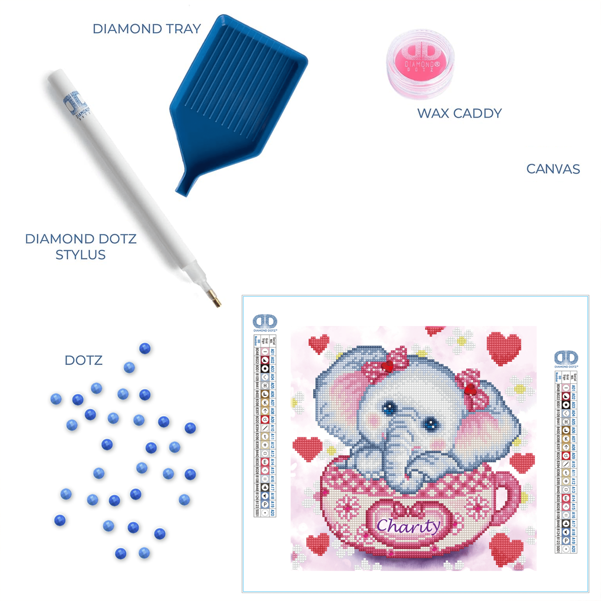 Diamond Dotz Charity Elephant Diamond Painting Kits for Adults - Diamond Art Kits a Relaxing Creative Craft Kit with Dotz Gems 12"x12"