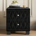 thumbnail image 2 of Elegant Velvet Nightstand with 2 Drawers and Crystal Handle, Storage Bedside Table with Button-Tufted, Black, 2 of 8