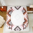 thumbnail image 5 of Manfei Bohemian Aztec Queen Sheet Sets for Adult, Pink Brown Tribal Geometric Flat Sheet, Southwestern Queen Fitted Sheet, Luxury Bedroom Decor, 4-Piece, 5 of 7