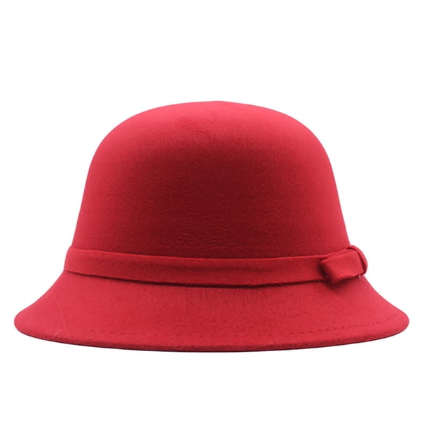Faux Wool Felt Cloche Bucket Hat Adjustable Winter Warm Fedora YOLAI Wool Fel? Cloche Fedora Hat Winter Warm Bucket Hat  main image 4