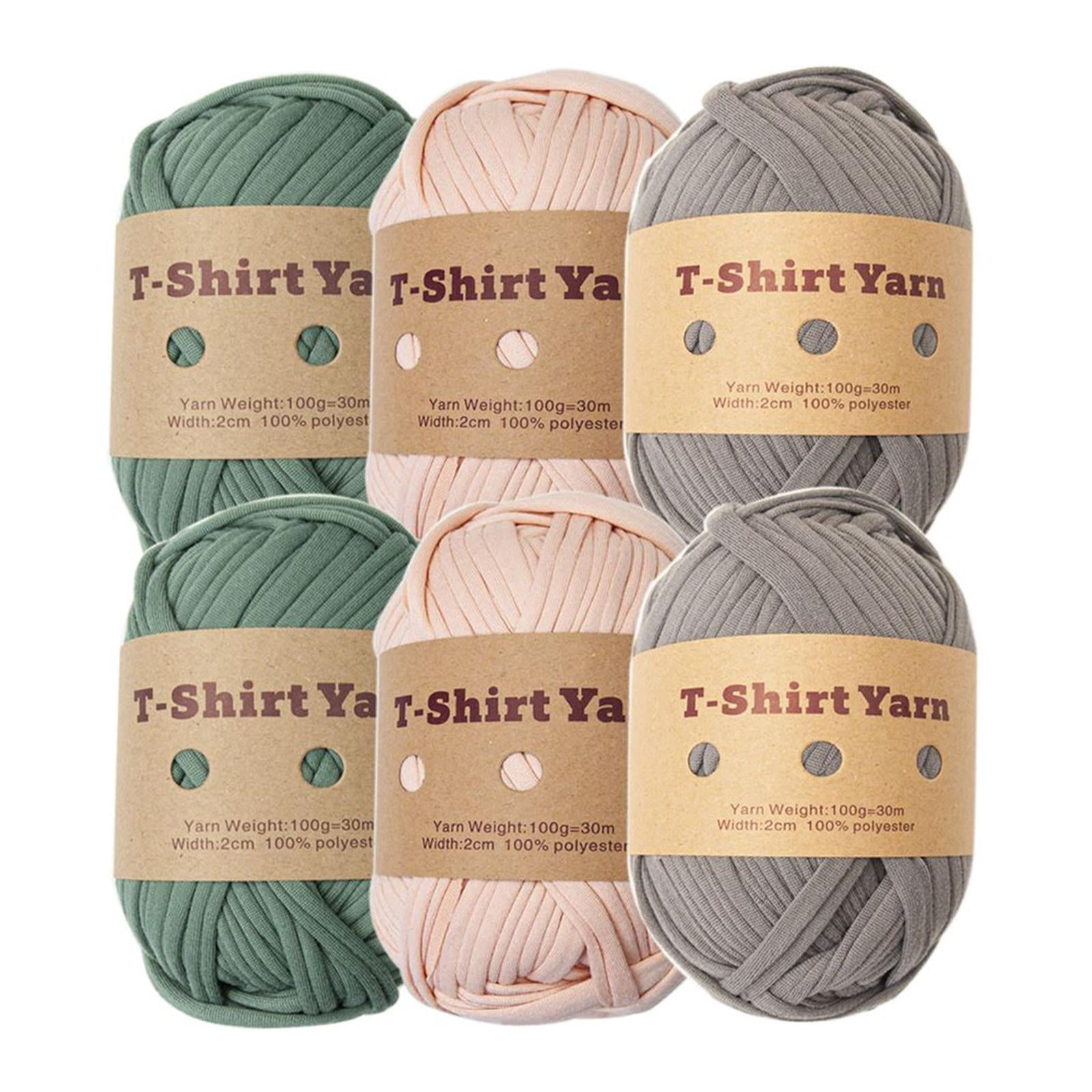 6x T Shirt Yarn Bag Making Supplies Easy to Wash Hand Knitting Knitting Yarn Weaving Thread Yarn for Baskets Pillow Rug Making Hats Sweaters Style C
