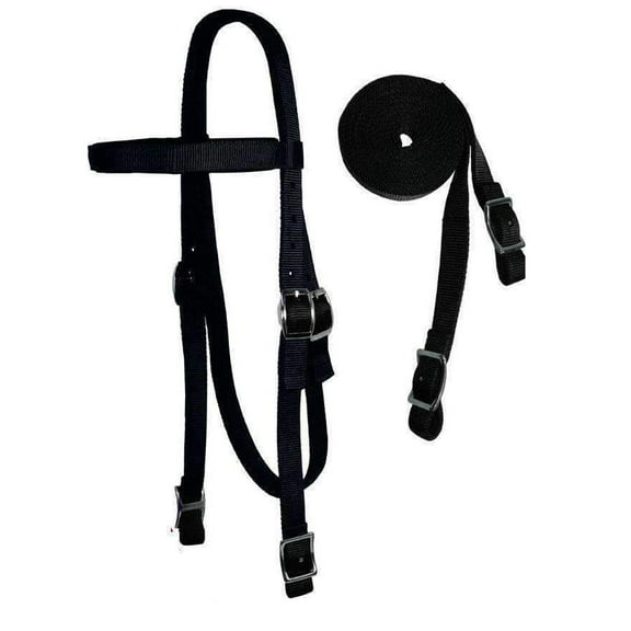 Tahoe Tack Draft Horse Double Layered Nylon Western Headstall with Matching Reins