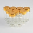 thumbnail image 2 of ABCISI 50UNITS Wholesale Empty Jars Glass Bottle with Aluminium Gold Color Screw Lid 25ml Sealed liquid Container (50, 25ML-Golden Lid), 2 of 15