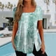 thumbnail image 1 of ICHUANYI Clearance Fashion Womens Casual Printed Square Neck Short Sleeve Buttons Tops Loose Blouses(Mint Green, XL) ICHUANYI WER2023080906030, 1 of 5