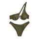 thumbnail image 1 of Conjunto de bikini para mujer Traje de baño elástico de dos piezas con aros acolchado y un hombro recortado Traje de baño elástico sin espalda OD Verde M, 1 of 8