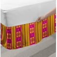 thumbnail image 2 of Ethnic Bed Skirt, Summer Inspired Pattern with Geometric and Traditional Ornaments, Elastic Bedskirt Dust Ruffle Wrap Around for Bedding Decor, 4 Sizes, Hot Pink Yellow, by Ambesonne, 2 of 2