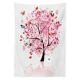 thumbnail image 3 of Ambesonne Tree Tablecloth Rectangular Table Cover, Abstract Tree and Flowers, 52"x70", White Brown Pink, 3 of 4