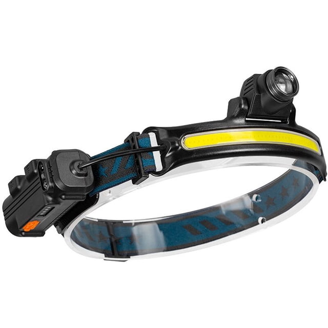 Potente linterna frontal LED recargable, linterna frontal con zoom con modo de sensor sensible, luz de halo impermeable IPX65 para pesca nocturna, camping y ciclismo [Clase de eficiencia energética A TUNC Sencillez
