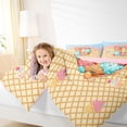 thumbnail image 3 of Manfei Lovely Monogrammed D Full Size Comforter Sets,Cute Ice Cream Bedding Comforter Set,Yellow,Pink Reversible,3-Piece,1 Comforter and 2 Pillowcases, 3 of 7
