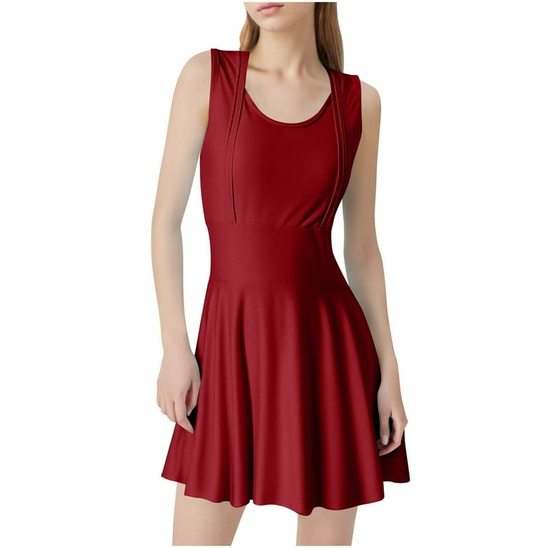 Wancir Swim Dress for Women One Piece Tummy Control Swimsuit Sleeveless A Line Strappy Back Vintage Modest Bathing Suits - Walmart.com Wancir Swim Dress for Women One Piece Tummy Control Swimsuit Sleeveless A Line Strappy Back Vintage Modest Bathing Suits - Walmart.com