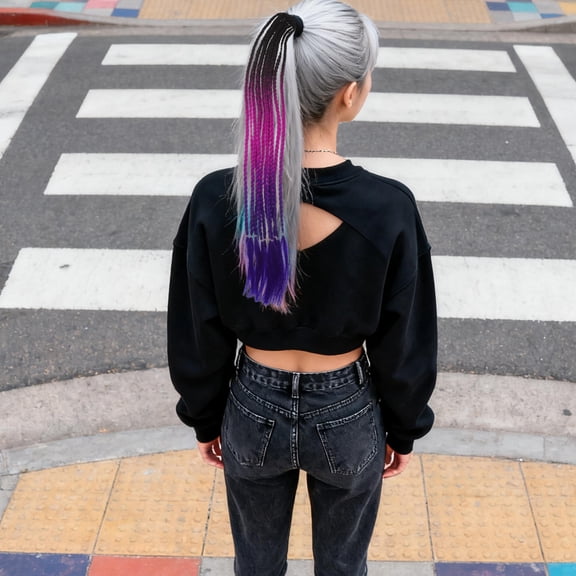 LOLIPPYY 2Pcs Assorted Color Braided Ponytail Hair Extensions Synthetic Hairpieces for Cosplay and Festivals