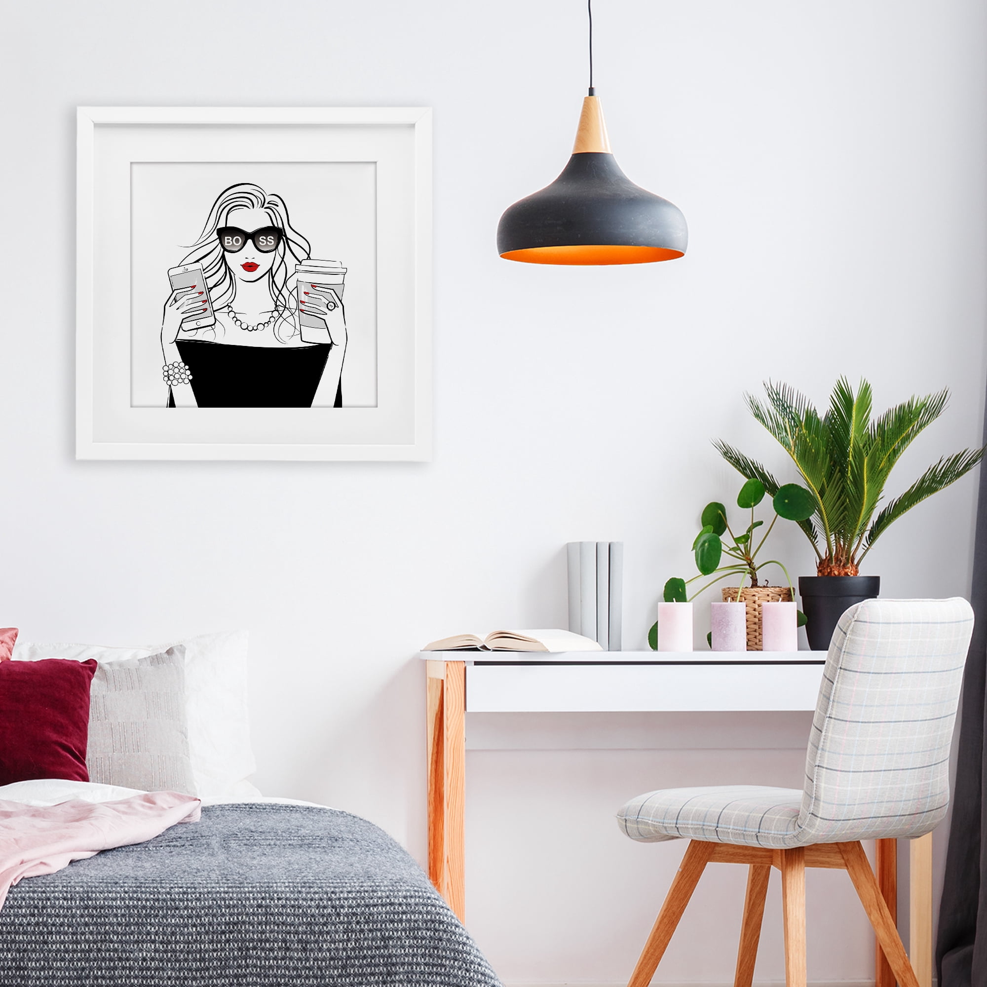 Stupell Industries Chic Boss Morning Coffee Moment White Framed Print Under Glass, design by Martina Pavlova