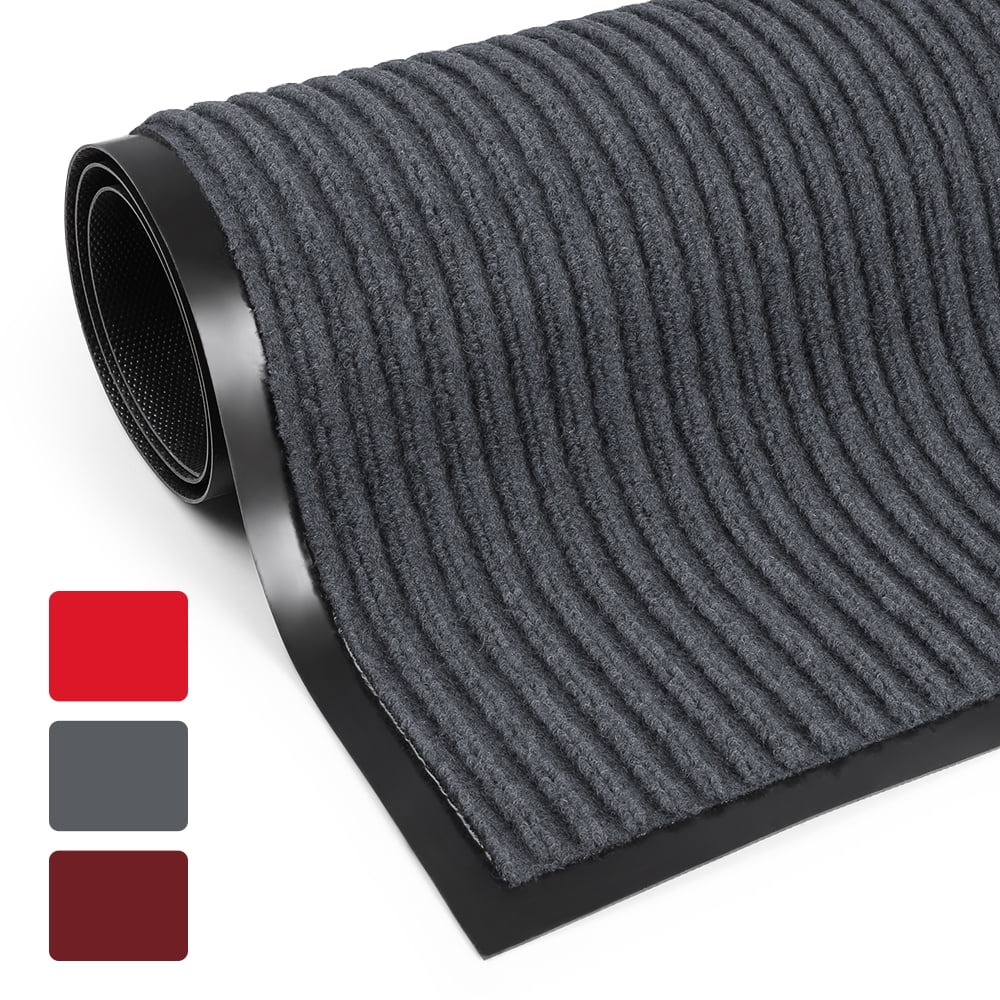 ANMINY Front Doormat Entrance Shoe Mat Waterproof PVC Non Slip Rug Outdoor Indoor,24"x35" Grey