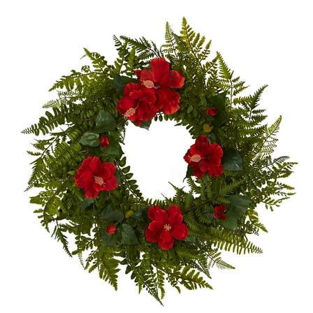 Nearly Natural Plastic Wreath, 24.00" (Assorted Colors)