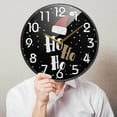 thumbnail image 3 of Dreamtimes Funny Christmas Santa Hat Hohoho Pattern Round Wall Clock, 12 Inch Silent Battery Operated Quartz Analog Quiet Desk Clock for Home,Office,School, 3 of 7