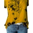 thumbnail image 4 of DYMADE Women Short Sleeve Stand-Up Collar Pullover Tops Floral Print Basic Blouse, 4 of 4