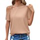 thumbnail image 1 of Gibobby Playera de Verano para Mujer Camiseta manga corta con hombros descubiertos y cuello inclinado Sexy verano para mujer(Beige,M), 1 of 5