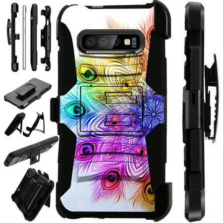 Compatible Samsung Galaxy S10 Lite S10E (2019) Case Armor Hybrid Phone Cover LuxGuard Holster (Rainbow
