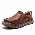 thumbnail image 3 of Men'S Genuine Leather Slip-On Loafers - Hand-Stitched Business Casual Shoes with Cushioned EVA Insole & Non-Slip Rubber Sole, Low-Top Breathable Design for Office, Semi-Formal & Casual Attire - Large, 3 of 6