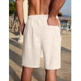 thumbnail image 5 of COOFANDY Mens Linen Shorts 9" Casual Beach Shorts Elastic Waist Summer Vacation Short, 5 of 6