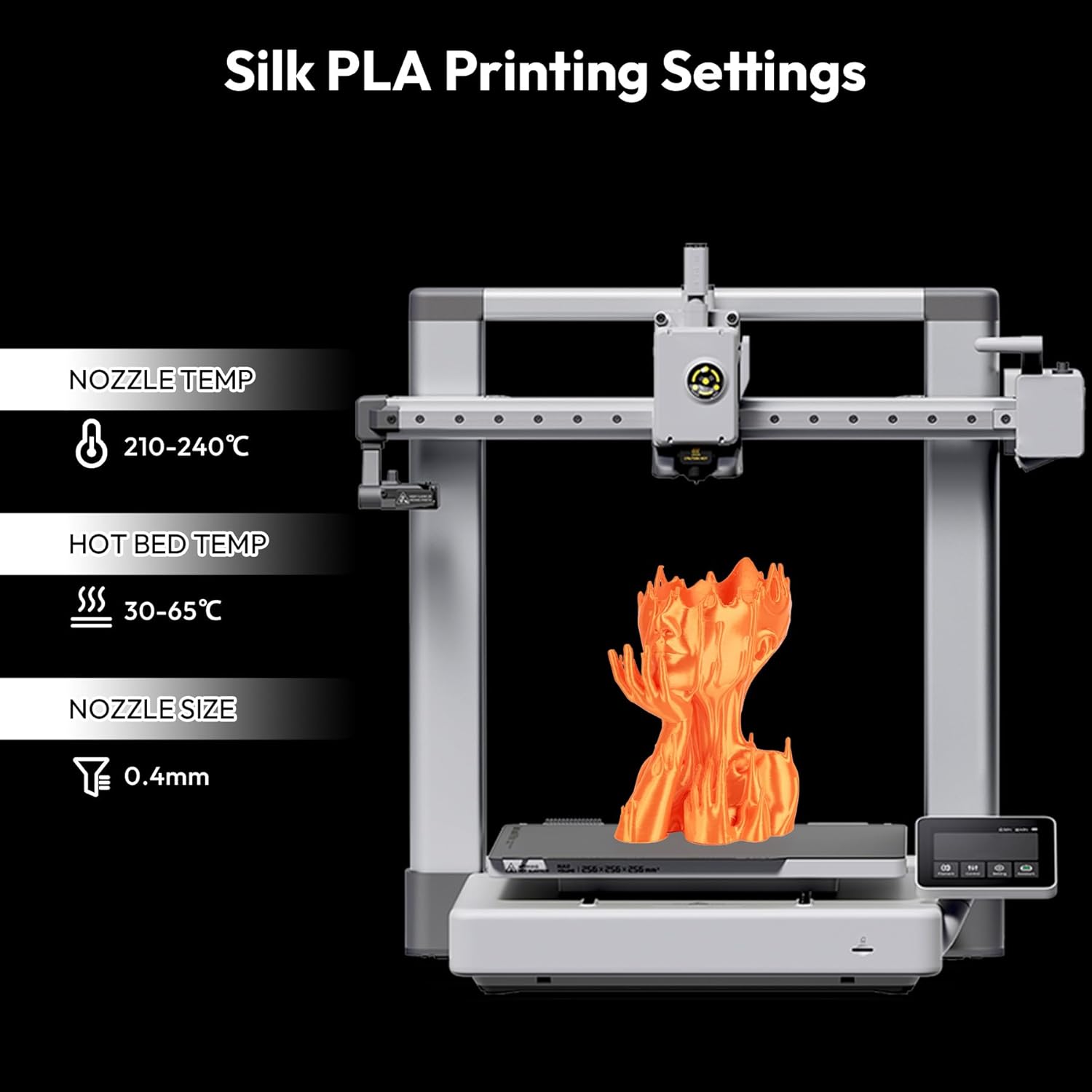 Silk PLA Filament Orange, 1.75mm Pla Filament +/-0.02mm 3D Printer Filament for 3D Printing 1kg(2.2lbs) Spool Compatible with Most FDM Printer