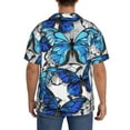 thumbnail image 7 of Goofa Blue and White Butterflies Printed Men's Casual Short-sleeved Shirt,Lightweight Breathable Button-down,Summer Casual men's top,Versatile Fashion shirt-4X-Large, 7 of 7