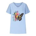 thumbnail image 4 of Plus Size Tops for Women Viikei Womens Tops Clearance,Plus Size Womens Tunic Tops Short Sleeve,Women V-neck Print T-Shirts Fashion Comfortable Female Blouses Blue S, 4 of 4