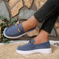 thumbnail image 2 of Womens Faux Suede Platform Loafers Gold Buckle Comfortable Slip On Cushioned Non-Slip Casual Work Shoes Wide Width Available Blue,Size 7.5, 2 of 9