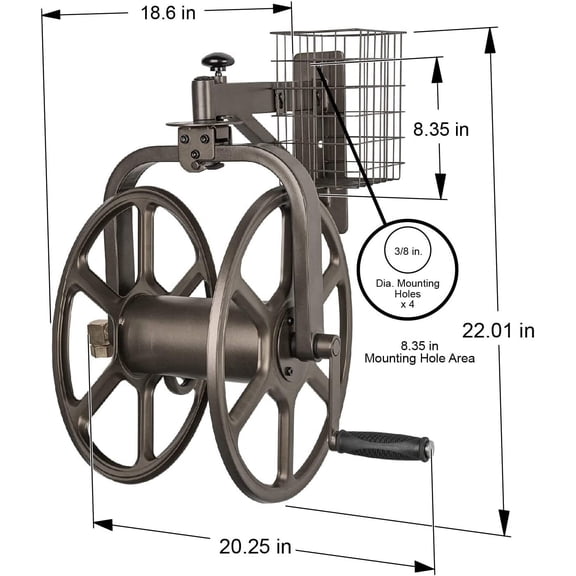 Liberty GARDEN 712 Single Arm Navigator Garden Hose Reel Cart Holds 125ft