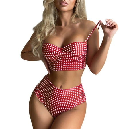 Durtebeua Bikini Set for Women Two Piece Swimsuits Swimsuit Sexy Ribbed Triangle Top Bathing Suits Gift for her
