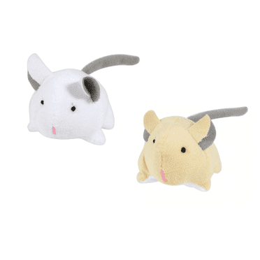 Stuffed Plush Cat Mouse Kitten Toy Mice Catnip Soothing with Rattle Bell Inside Interactive Animal Pet Toys Grey Tan White Color for Indoor Kitty Cats Chew Fun Playtime Activity - Pack of 2
