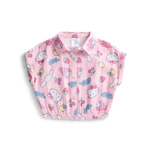Hello Kitty & Friends Girls Printed Button Up Shirt, Sizes 4-16