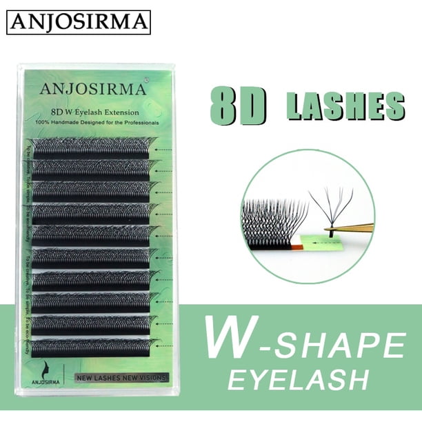 ANJOSIRMA Pestañas Con Dos Puntas 8d w Forma De Extensión De Prefabricadas Rollo Ventilador Postizas De Alta Calidad Proporcionan Aspecto natural