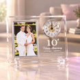 10th Anniversary Photo Frame Clock, Crystal Keepsake for Couples, Holds ...