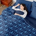 thumbnail image 4 of Feelyou Women Damask Floral Bedding Comforter Set 7pcs, Blue Cat Animal Full Bedding Set, 4 of 8