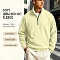 thumbnail image 6 of Delconic Mens Casual Fleece Pullover Sweatshirt with Mock Neck Quarter Zip Long Sleeve Relaxed Fit Knit Rib Cuffs Hem Top Beige L, 6 of 7