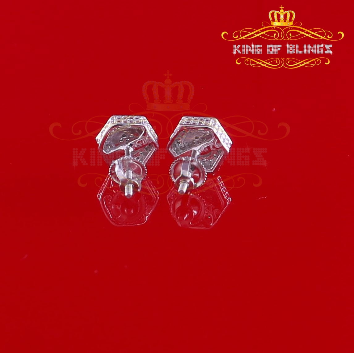 King of Bling's 0.10ct Diamond 925 Sterling Silver Hip Hop White Stud Earring For Men / Women