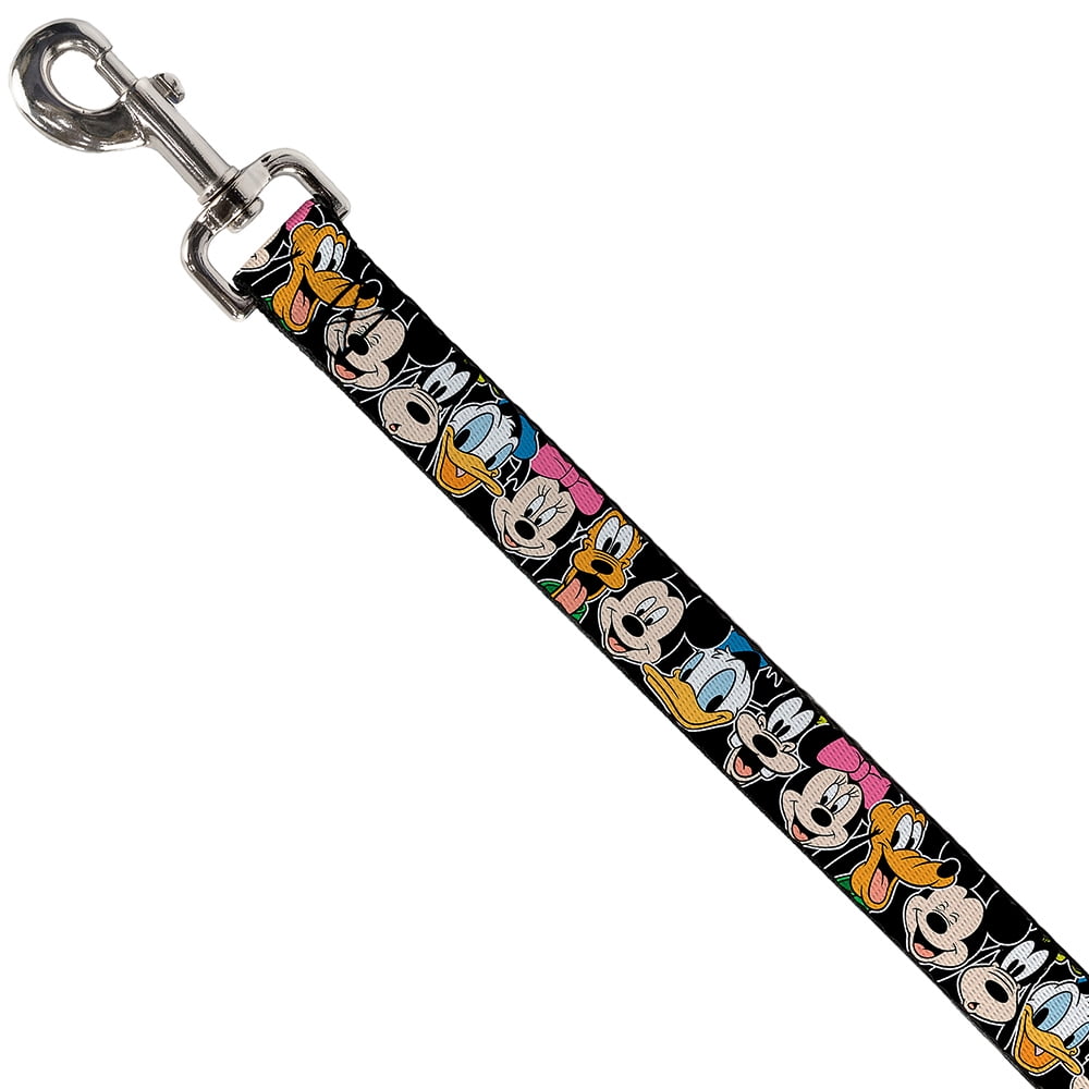 Disney Pet Leash, Dog Leash, Classic Disney Character Faces Black, 4 Feet Long 1.0 Inch Wide