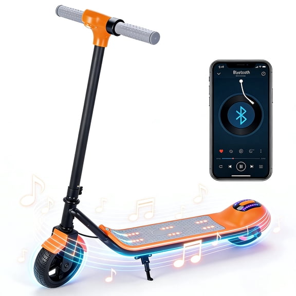 AJOOSOS Electric Scooter for Kids Aged 6-12, 150W Motor, 9 mph Max Speed, 6.5" Soild Tires, Colorful Lights