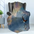 thumbnail image 4 of Eagle Soft Flannel Fleece Throw Blanket, Majestic Huge Bird Flying Above the Sea into the Starry Sky Freedom Themed Image, Cozy Plush for Indoor and Outdoor Use, 50" x 60", Multicolor, by Ambesonne, 4 of 5