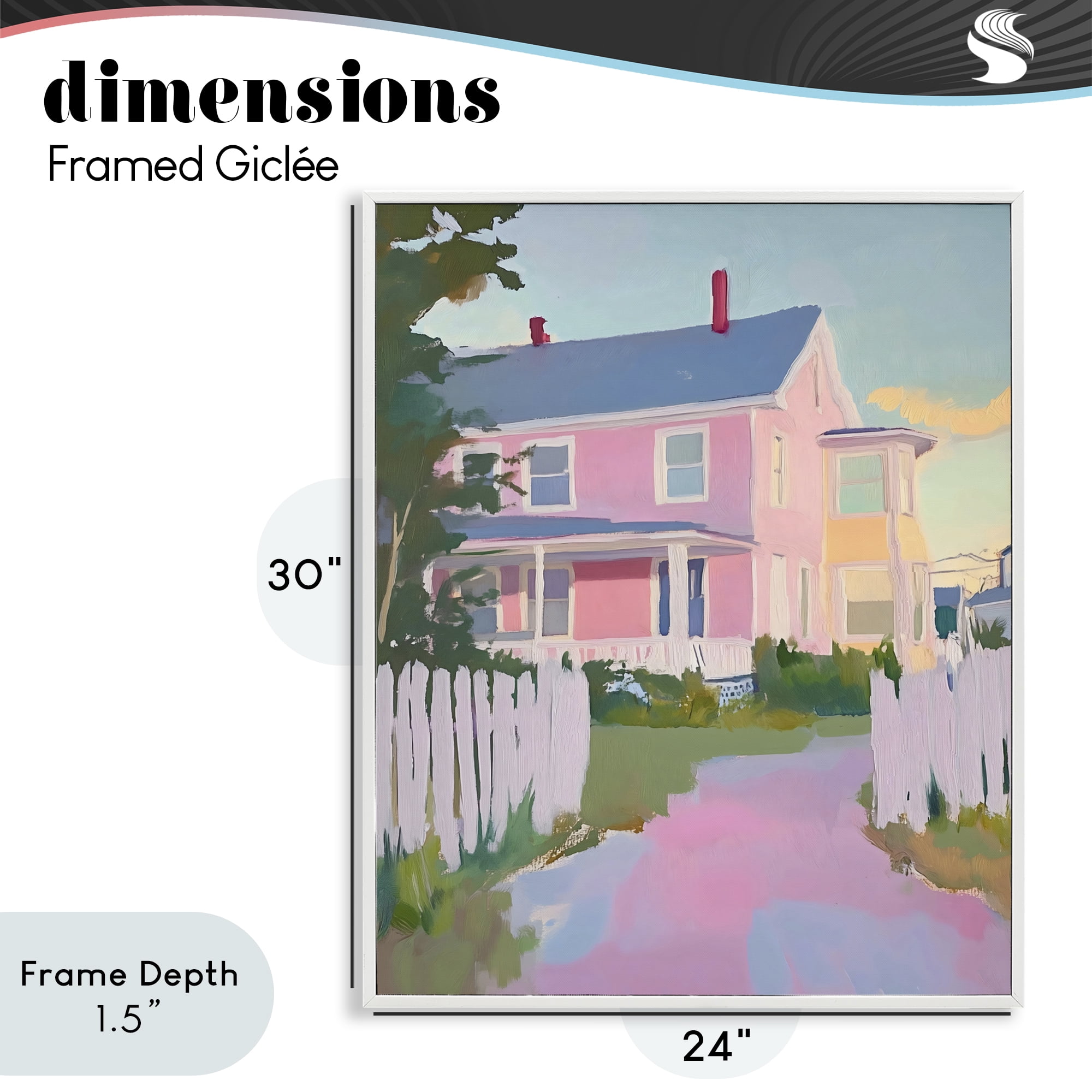 Stupell Industries Pastel Pink House with Fence White Framed Giclee Art, design by The Prints Vibe