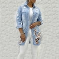 thumbnail image 2 of Vedolay Tops for Women Casual Womens Casual Long Sleeve Coat with Fringe Rhinestones Jean Jacket,Light Blue M, 2 of 5