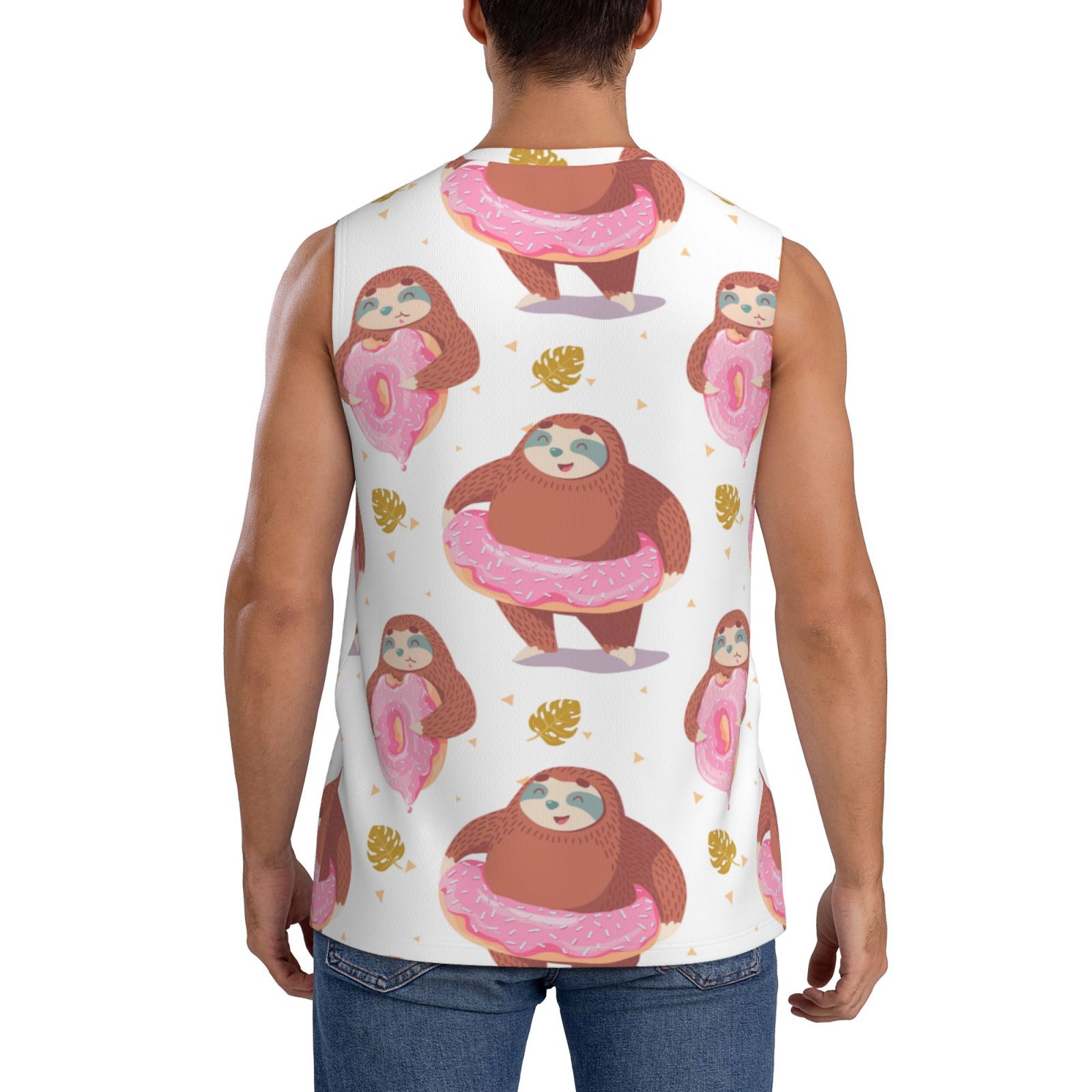 Gaeub Sloth with Donuts1 Men's Sleeveless Muscle Shirts Workout Tank ...