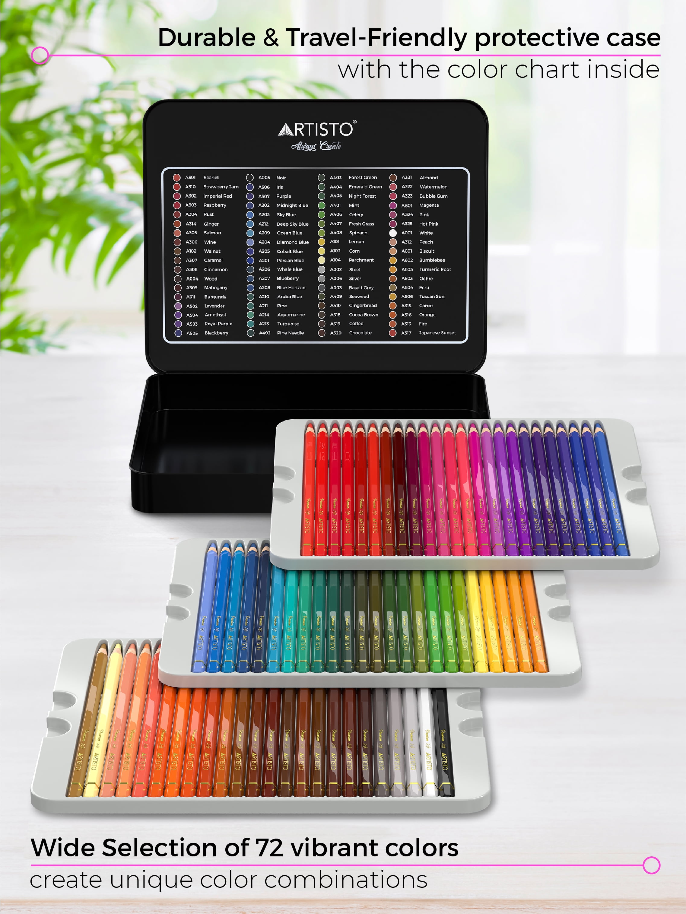 Artisto Premium Colored Pencils Set of 72, Quality 4mm Soft Core