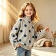 thumbnail image 2 of shoper Girls Polka Dot Drop Shoulder Neck Sweatshirt Cute Casual Fall Winter Girls Neck Pullover, Cute Trendy Outfits for School, Play, and Daily Wear 2-15 Years, 2 of 7