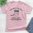 thumbnail image 2 of Kids Girls Don't Like Boys Girls Like Cats and Money T-shirt, Youth Kids Girl T-Shirt, Cat Shirt, Funny Saying, Light Pink, X-Large, 2 of 4
