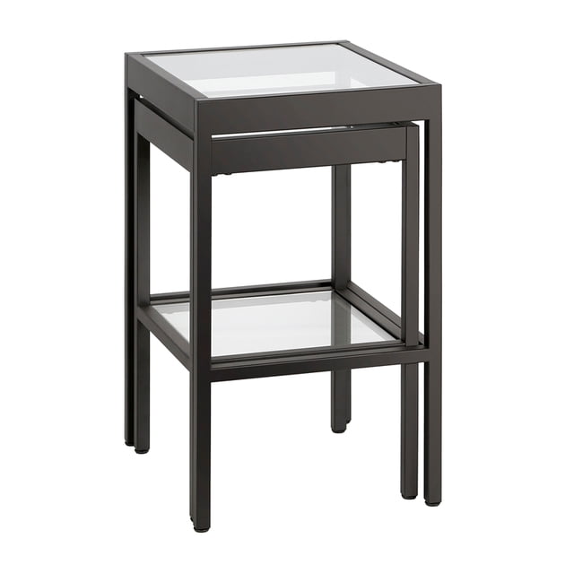 Henn&Hart 16" Blackened Bronze Metal/Glass Side Table